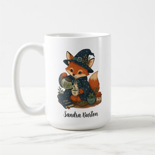 Personalisierter Name oder Text mit Fuchs-Tee  Kaffeetasse (Links)