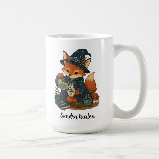 Personalisierter Name oder Text mit Fuchs-Tee  Kaffeetasse (Rechts)