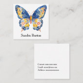 Personalisierter Name oder Text mit Schmetterling  Quadratische Visitenkarte (Vorne/Hinten)