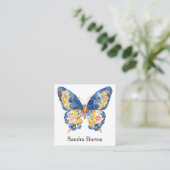 Personalisierter Name oder Text mit Schmetterling  Quadratische Visitenkarte (Stehend Vorderseite)