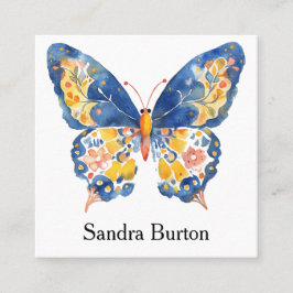 Personalisierter Name oder Text mit Schmetterling  Quadratische Visitenkarte