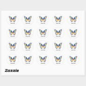 Personalisierter Name oder Text mit Schmetterling  Runder Aufkleber (Blatt)