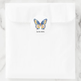 Personalisierter Name oder Text mit Schmetterling  Runder Aufkleber