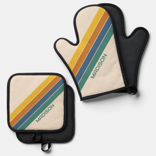 Personalisierter Name Ofenhandschuh & Topflappen-Set (Vorderseite/Rückseite)