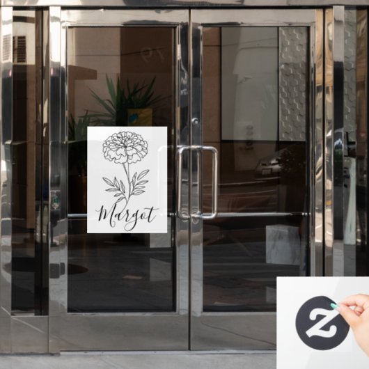 Personalisierter Name Oktober Marigold Birth Blume Fensteraufkleber (Büro Tür)
