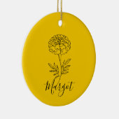 Personalisierter Name Oktober Marigold Birth Blume Keramik Ornament (Rechts)