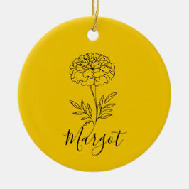 Personalisierter Name Oktober Marigold Birth Blume Keramik Ornament
