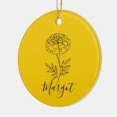 Personalisierter Name Oktober Marigold Birth Blume Keramik Ornament (Links)