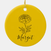 Personalisierter Name Oktober Marigold Birth Blume Keramik Ornament (Hinten)