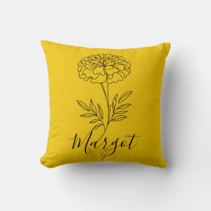 Personalisierter Name Oktober Marigold Birth Blume Kissen