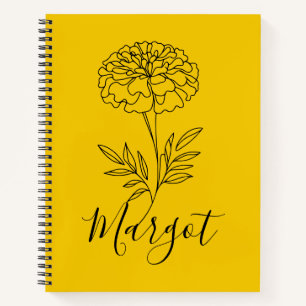 Personalisierter Name Oktober Marigold Birth Blume Notizblock