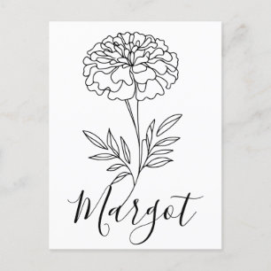 Personalisierter Name Oktober Marigold Birth Blume Postkarte