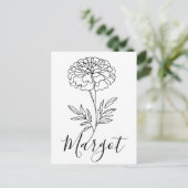 Personalisierter Name Oktober Marigold Birth Blume Postkarte (Stehend Vorderseite)
