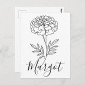 Personalisierter Name Oktober Marigold Birth Blume Postkarte (Vorne/Hinten)