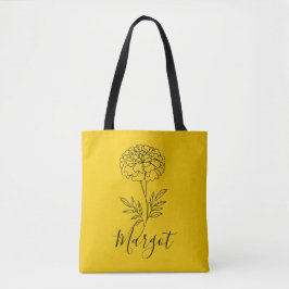 Personalisierter Name Oktober Marigold Birth Blume Tasche