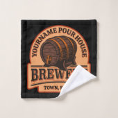 Personalisierter NAME Old Oak Barrel Bierbrauerei Badhandtuch Set (Waschlappen)