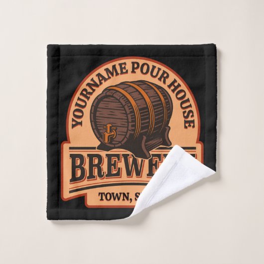Personalisierter NAME Old Oak Barrel Bierbrauerei Badhandtuch Set (Waschlappen)