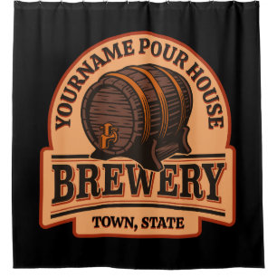 Personalisierter NAME Old Oak Barrel Bierbrauerei Duschvorhang