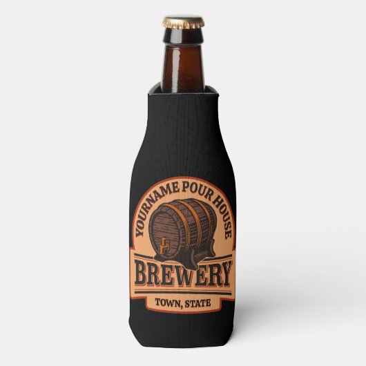 Personalisierter NAME Old Oak Barrel Bierbrauerei Flaschenkühler (Flaschenvorderseite)