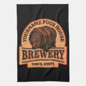 Personalisierter NAME Old Oak Barrel Bierbrauerei Geschirrtuch (Vertikal)