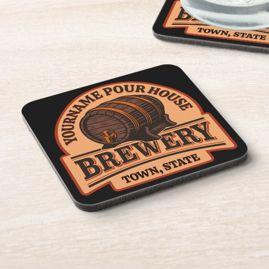 Personalisierter NAME Old Oak Barrel Bierbrauerei Getränkeuntersetzer (Linke Seite)