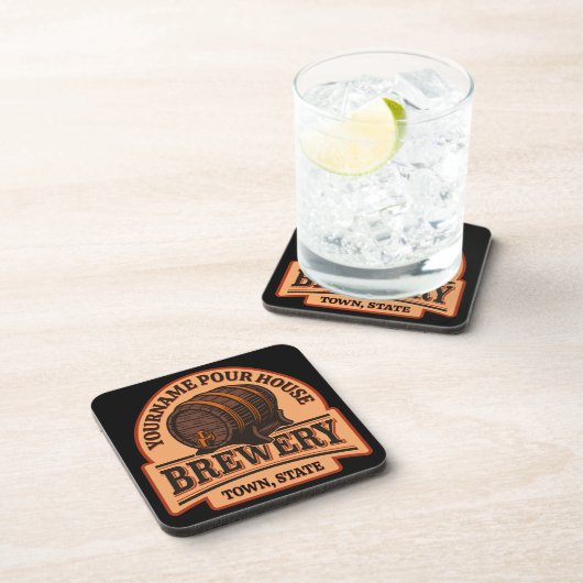 Personalisierter NAME Old Oak Barrel Bierbrauerei Getränkeuntersetzer (Rechte Seite)