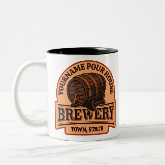 Personalisierter NAME Old Oak Barrel Bierbrauerei Zweifarbige Tasse (Links)