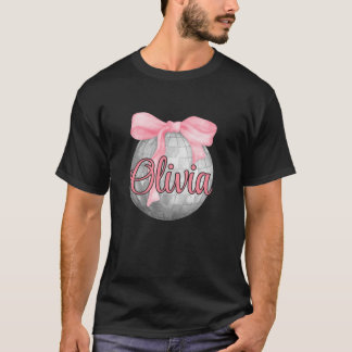 Personalisierter Name Olivia Coquette Bow Pink Dis T-Shirt