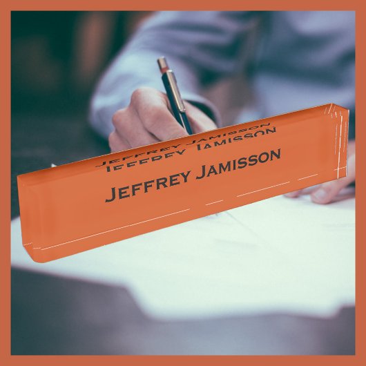 Personalisierter Name Orange Acrylic Namensplakette