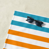 Personalisierter Name Orange Blue White Multi Stri Strandtuch (Beispiel)