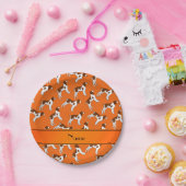 Personalisierter Name Orange brittany spaniel dogs Pappteller (Party)