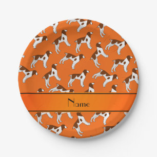 Personalisierter Name Orange brittany spaniel dogs Pappteller
