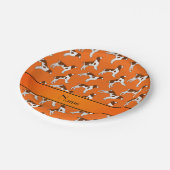 Personalisierter Name Orange brittany spaniel dogs Pappteller (Schrägansicht)
