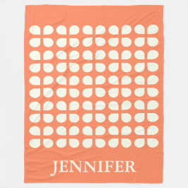 Personalisierter Name Orange Cream Retro Geometric Fleecedecke