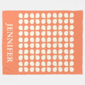 Personalisierter Name Orange Cream Retro Geometric Fleecedecke (Vorderseite (Horizontal))