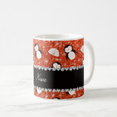 Personalisierter Name Orange Glitzer Pinguine Iglu Kaffeetasse (VorderseiteRechts)