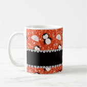 Personalisierter Name Orange Glitzer Pinguine Iglu Kaffeetasse (Links)