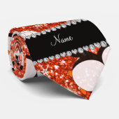 Personalisierter Name Orange Glitzer Pinguine Iglu Krawatte (Gerollt)