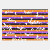 Personalisierter Name Orange Halloween Girl Whimsi Geschenkpapier Set (Vorderseite)