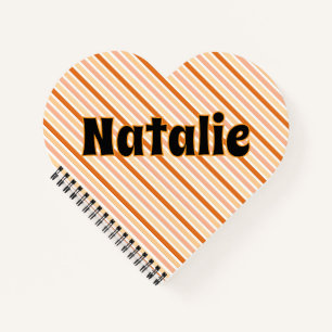 Personalisierter Name ORANGE LINIEN STREIFEN Notizblock