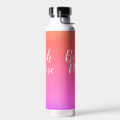 Personalisierter Name Orange Pink Ombre Beach Trinkflasche (Links)