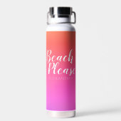 Personalisierter Name Orange Pink Ombre Beach Trinkflasche (Rückseite)