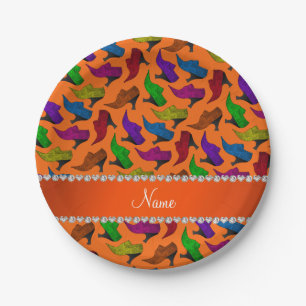 Personalisierter Name Orange Regenbogen Vintage Sc Pappteller