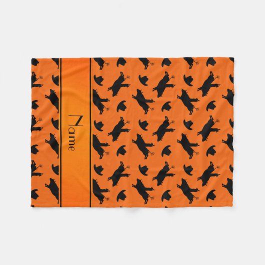 Personalisierter Name Orange Rodeo Bulle Reitmuste Fleecedecke (Vorderseite (Horizontal))
