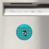 Personalisierter Name Orca Wal Türkis Hahnentrittm Magnet (In Situ (Geschirrspüler))