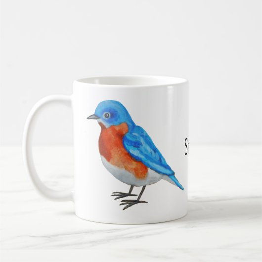 Personalisierter Name Ost-Bluebird-Vogelbeobachter Kaffeetasse (Links)