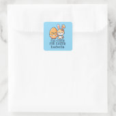 Personalisierter Name Oster Bunny Egg zitiert Quadratischer Aufkleber (Tasche)