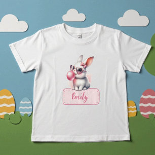 Personalisierter Name Oster Bunny Pink Bubblegum Kleinkind T-shirt