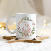 Personalisierter Name Osterrosa Kaninchenmuster Kaffeetasse