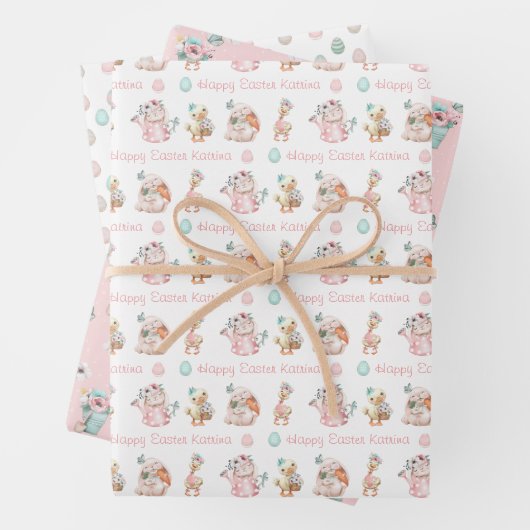 Personalisierter Name Osterverpackungspapierblätte Geschenkpapier Set (Beispiel)